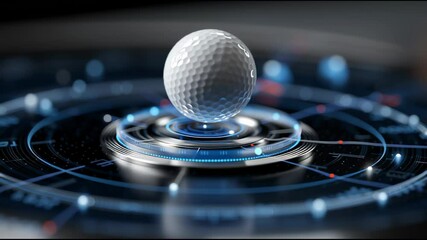 golf ball  data points displayed with futuristic interface blue neon tone
 - Powered by Adobe