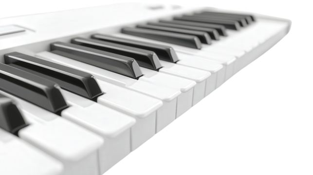 Modern electronic synthesizer keyboard Transparent background, PNG file
