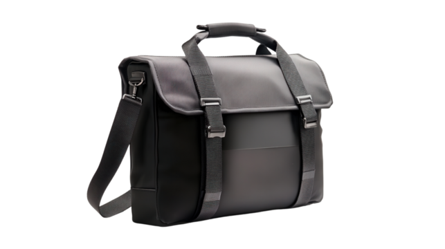 Modern messenger travel bag with RFID protection Transparent background, PNG file