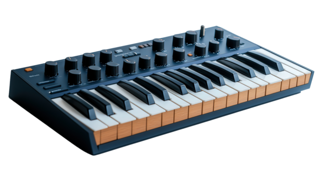 Modern MIDI controller with pads and knobs Transparent background, PNG file