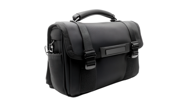 Modern messenger travel bag with RFID protection Transparent background, PNG file