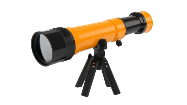Mini telescope for educational use, Transparent background, PNG file