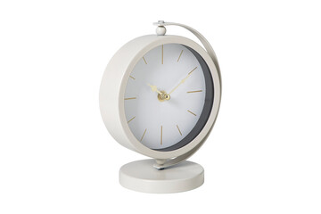 Modern white desk clock isolated on transparent background