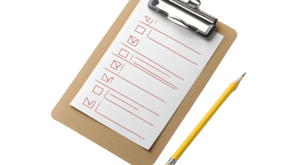 Clipboard with Blank Checklist and Pencil