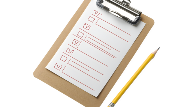 Clipboard with Blank Checklist and Pencil