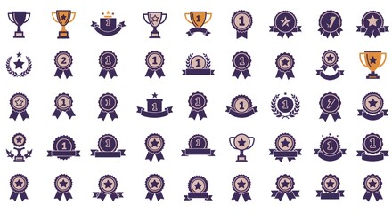 Achievement Badge and Award Icons Collection