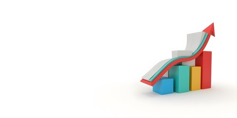 3D Graph on Report – Financial Growth and Business Analytics Concept