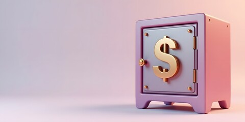 3D Metallic Safe with Dollar Symbol – Finance and Security Concept Illustration