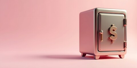 3D Metallic Safe with Dollar Symbol – Finance and Security Concept Illustration