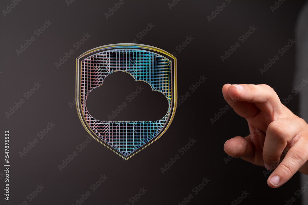 Poster digital security, cloud computing, data protection. safeguard your information.