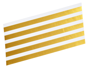 Decorative Gold Striped Adhesive Paper Strip on Transparent Background