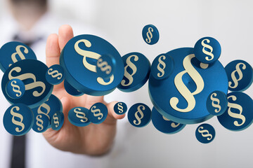 Abstract 3D rendering of paragraph symbols.  Perfect for legal, law, and justice concepts.