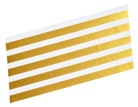 Decorative Gold Striped Adhesive Paper Strip on Transparent Background