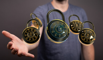 Secure your data!  Image depicts multiple combination locks.