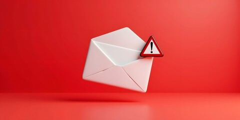 3D Email Envelope with Red Alert Notification – Warning Message Concept