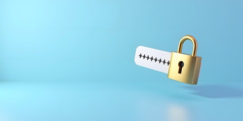 3D Password Protection Icon – Secure Login Concept with Lock