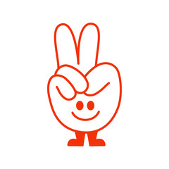 Vector line simple illustrations, hands and gesture in outline style, sticker gesture, print and poster design, funny mascot