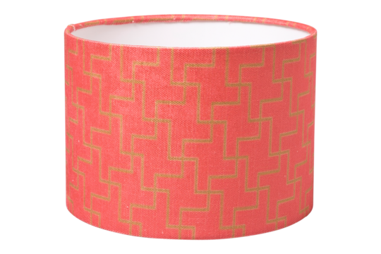 Coral lamp shade with gold geometric pattern isolated on transparent background - Powered by Adobe