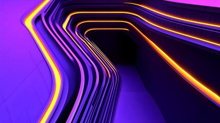 Abstract, Neon, Tunnel, Abstract Neon Tunnel with Purple and Orange Lights