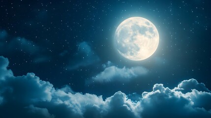 Full moon, Night sky, Clouds, Full Moon Night Sky with Clouds and Stars