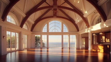 Great room, Vaulted ceiling, Hardwood floors, Sunlit Ocean View Great Room with Vaulted Ceiling and Hardwood Floors