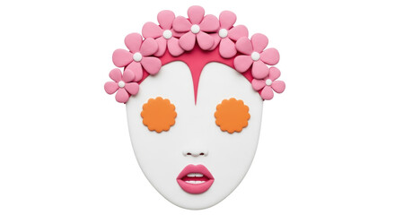 Isolated Artistic Face Mask with Flowers