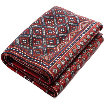 Traditional ajrak textile folded &ndash; authentic handcrafted block print fabric
