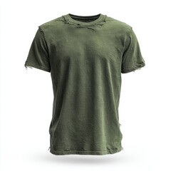 Distressed Green T-Shirt on White Background