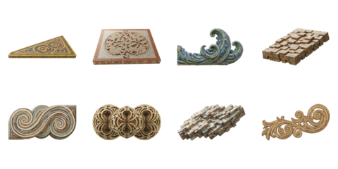 Architectural Elements Collection: A curated collection of architectural elements featuring various decorative designs. Capturing the essence of craftsmanship and structural elegance. 