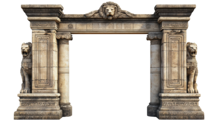 Mycenaean Lion Gate Transparent background, PNG file