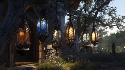 Fantasy, Lanterns, Lights, Enchanted Forest Lanterns