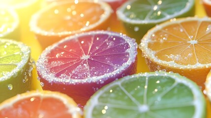 Citrus, Fruit, Orange, Juicy Citrus Fruit Slices with Water Droplets