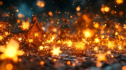 Christmas, Village, Night, Magical Christmas Village at Night