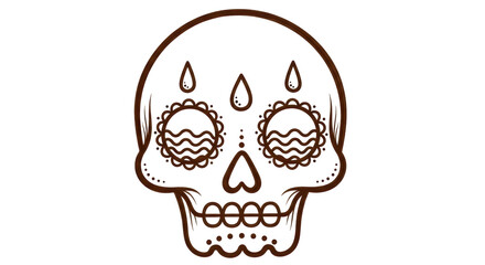 Isolated Sugar Skull Outline Drawing
