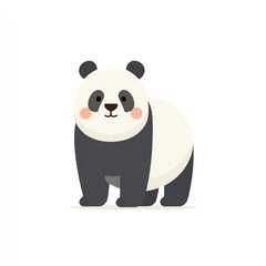 Fototapeta premium Charming Panda Bear Illustration, Minimalist Design, Cute and Friendly Expression, Simple Background