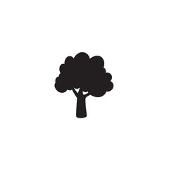 Simple black silhouette of tree illustration icon isolated on white