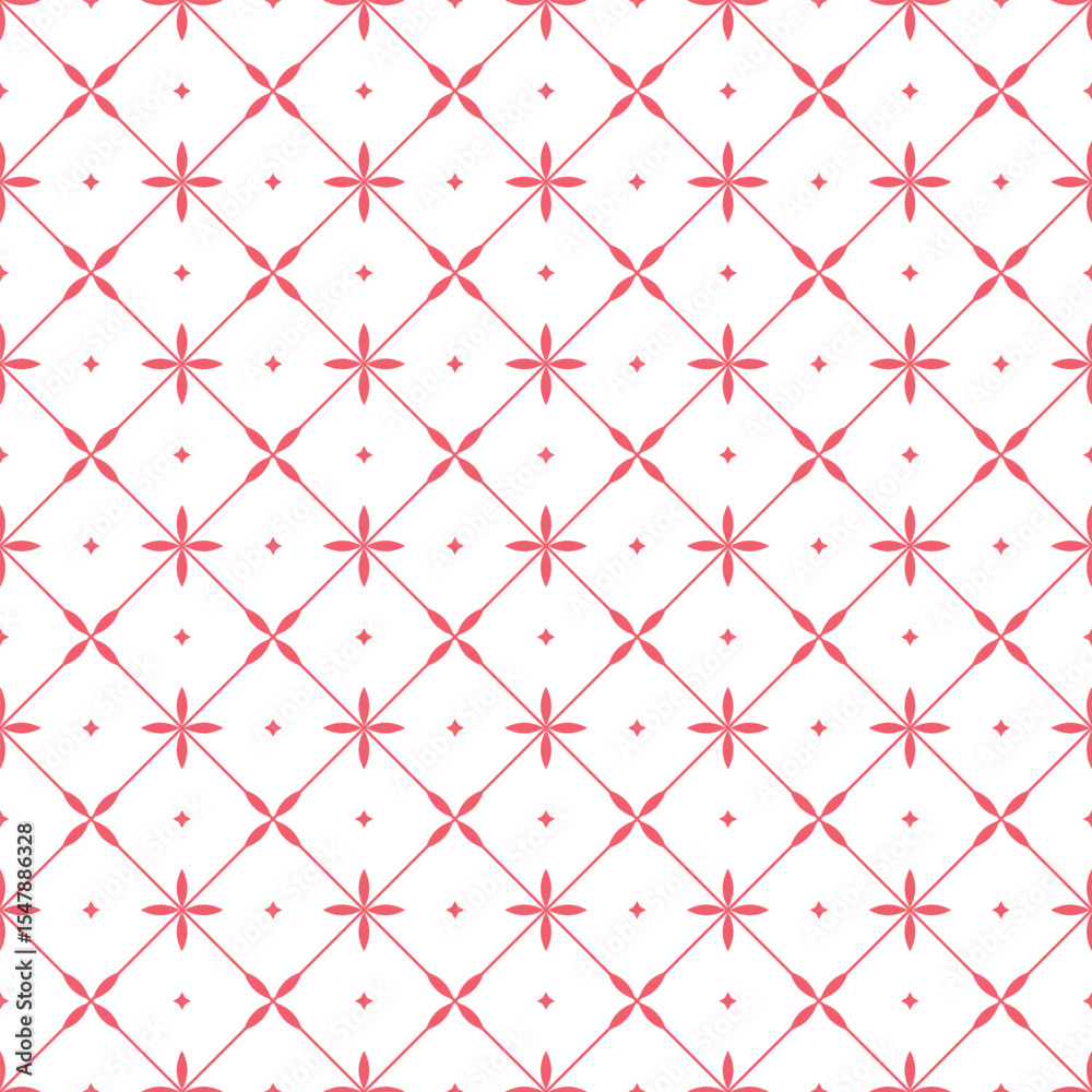 Aufkleber The geometric floral pattern with lines. Seamless vector background. White and pink texture. Graphic modern pattern. Simple lattice graphic design