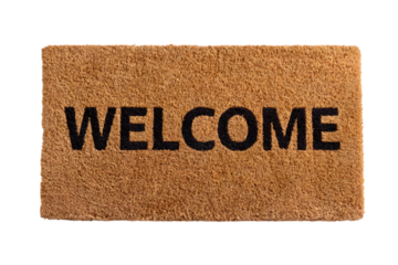 Brown coir doormat with text Welcome isolated on white background. Ai Generated Images