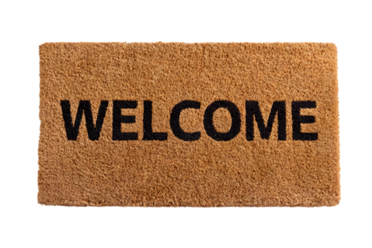 Brown coir doormat with text Welcome isolated on white background. Ai Generated Images