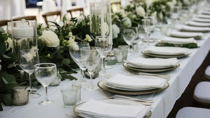 setting white and green wedding