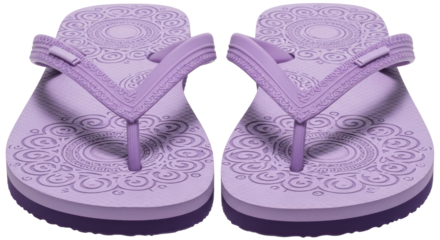 Isolated Purple Flip Flops with Pattern on White Background