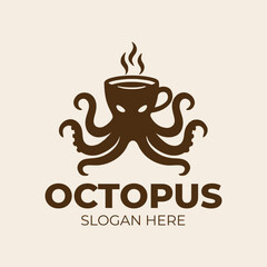 Coffee Logo with Octopus and Coffee Cup