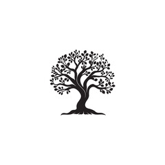 Black and white tree silhouette vector graphic illustration design isolated