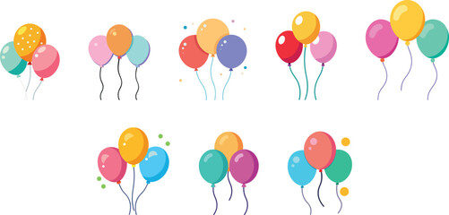 Colorful party balloons set vector illustration