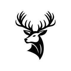 Deer head logo vector illustration template of wild animal skull with big horns