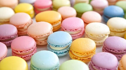 Obraz premium Macarons, Macaron, Pastel, Colorful Macarons Sweet Treats
