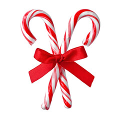 Many Christmas candy canes with bow on white background. Ai Generated Images