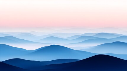 Mountains, Landscape, Scenery, Serene Blue Mountains at Dawn