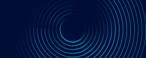 Fototapeta premium Abstract blue glowing geometric lines on dark blue background. Modern shiny blue circle lines pattern.