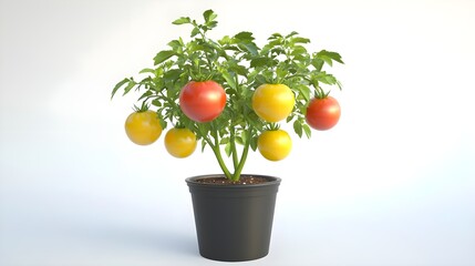 Tomato plant, Tomatoes, Red tomatoes, Potted Tomato Plant with Red and Yellow Tomatoes
